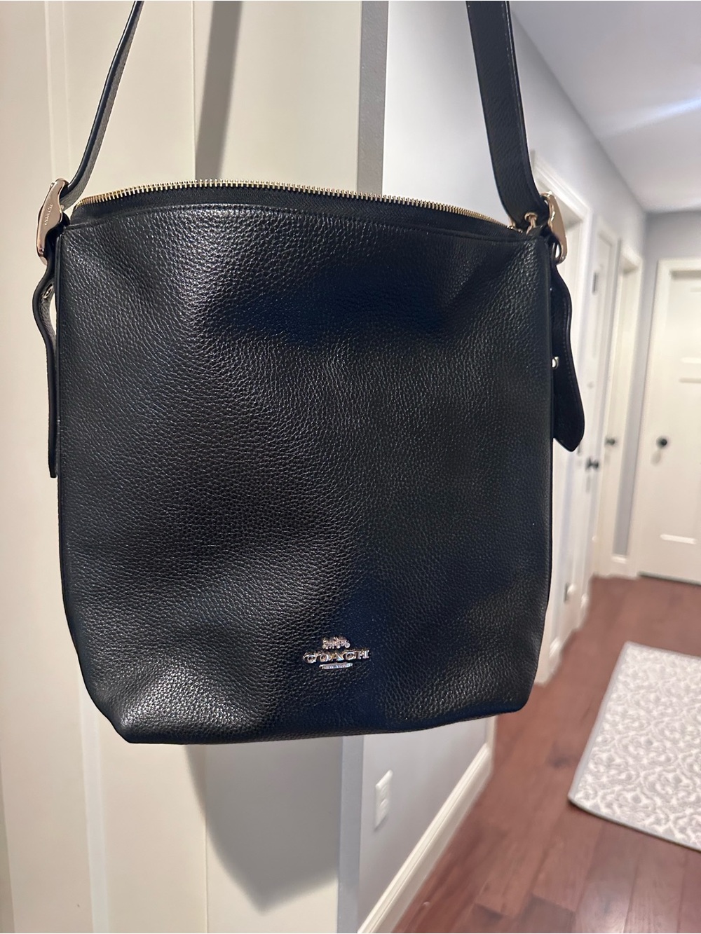 Coach Black Pebbled Leather Crossbody Shoulder Bag